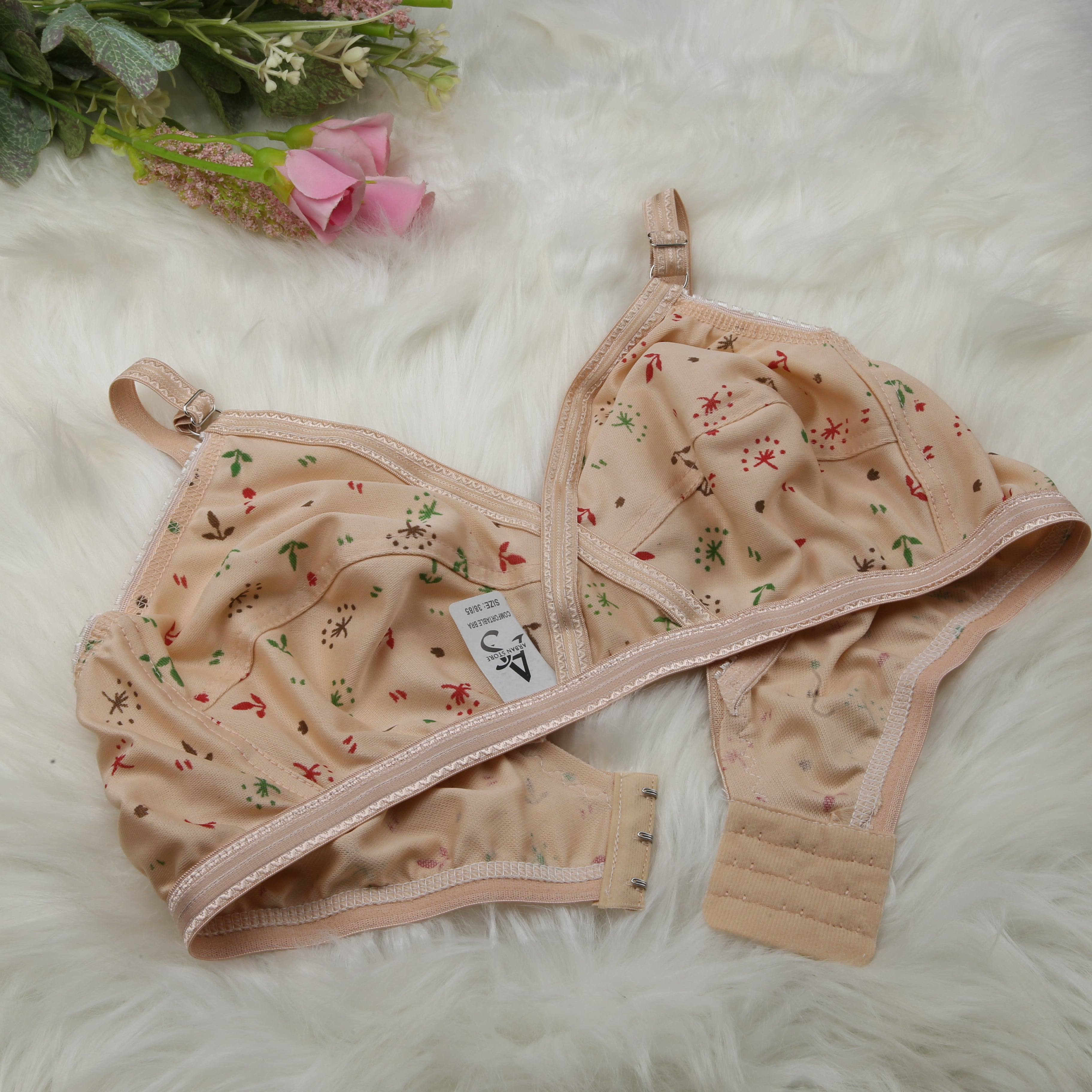 4 Piece Pack - Comfortable Printed Jersey Bras for Women