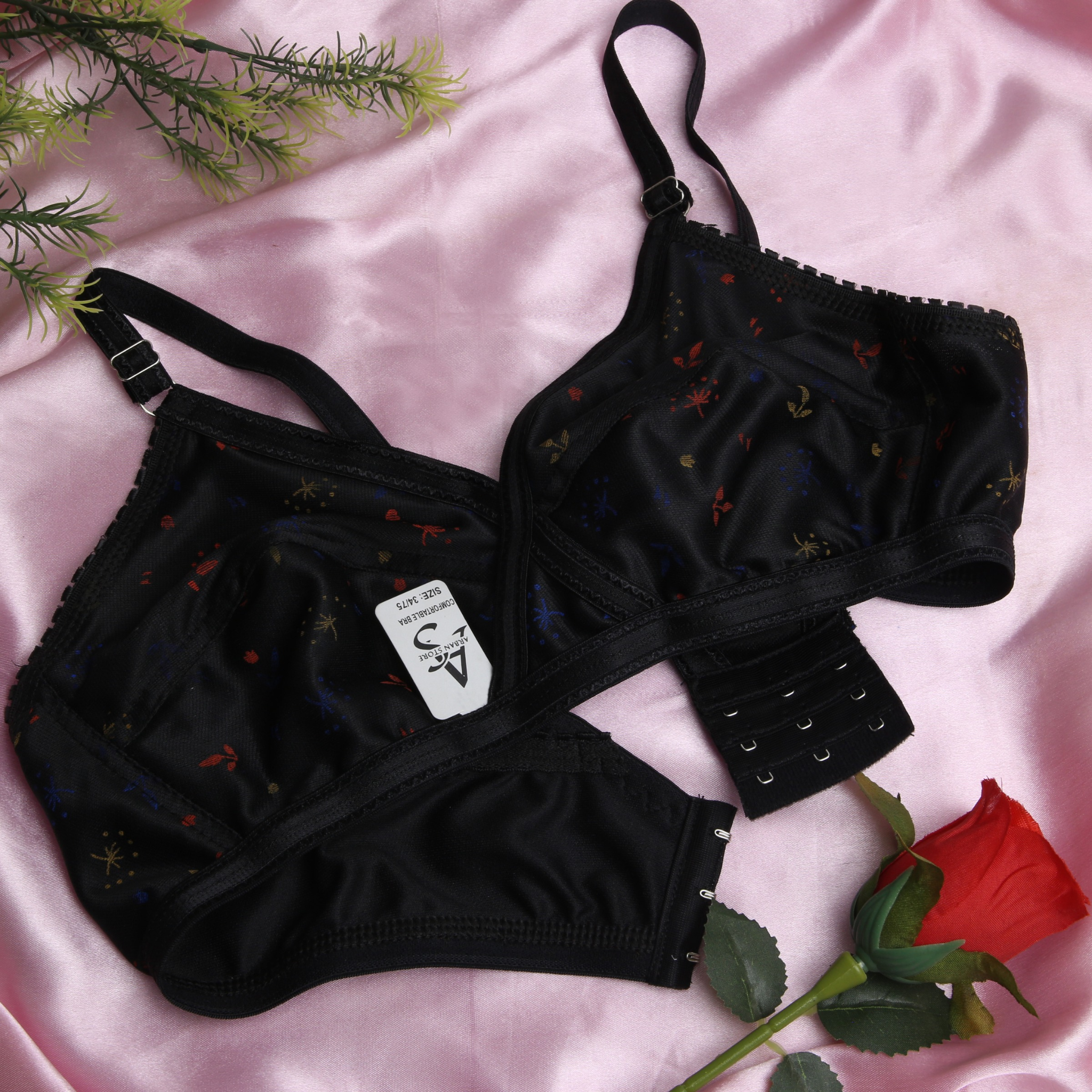 (4) Bra soft  Fabric Printed jersey bra