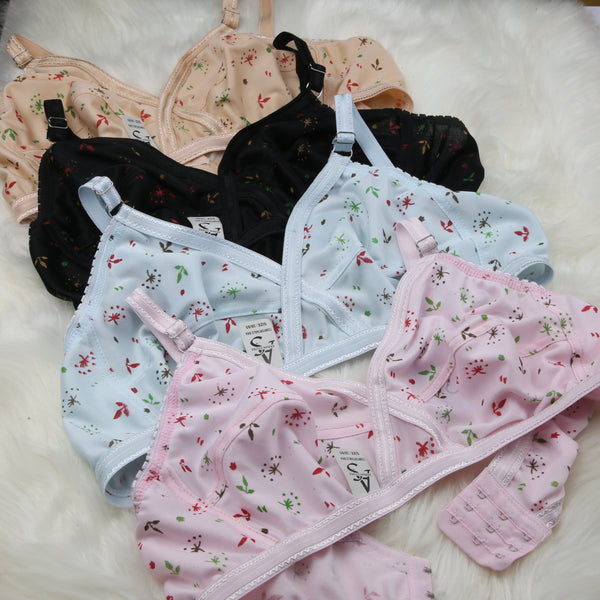 4 Piece Pack - Comfortable Printed Jersey Bras for Women